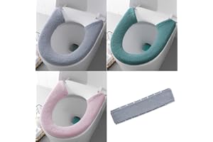 Gukasxi 3 szt. miękka grubsza osłona na deskę sedesową, styl guzików 3 kolory, nadaje się do prania w łazience wielokrotnego użytku, uniwersalna mata na deskę sedesową, utrzymuje ciepło