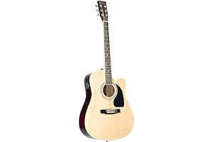 Red Hill D-1-CE Westerngitarre, Akustik-Gitarre mit Tonabnehmer, elektroakustische Gitarre, Dreadnought mit Cutaway und Natural Lindendecke