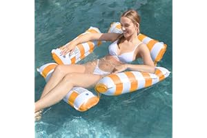 Jadin Colchoneta, Hamaca Inflable Flotante para Piscina, Hamaca Inflable 4 en 1, Silla Cama Flotante Multiusos para Piscina Lago Playa, Azul, 115 x 115 cm