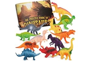 Prextex Zestaw 12 zabawek z dinozaurami dla chłopców i dziewcząt, mini figurki dinozaurów edukacyjne 18 cm realistycznie wyglądające dinozaury plastikowe różne figurki dinozaurów dzieci impreza wypełniacze torby