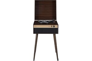 Crosley CR6236A-WA Jasper 3-biegowy odtwarzacz płyt winylowych Bluetooth z wbudowanymi głośnikami i odłączanymi nogami, orzech włoski