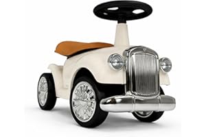 Lemodo Rutschauto weiß ab 1 Jahr für Kinder, Retro Rutschfahrzeug und Kinderfahrzeug aus Kunststoff mit sehr leisen Flüsterreifen, Hupe und Staufach unter dem Sitz, max. 25 kg Belastbarkeit