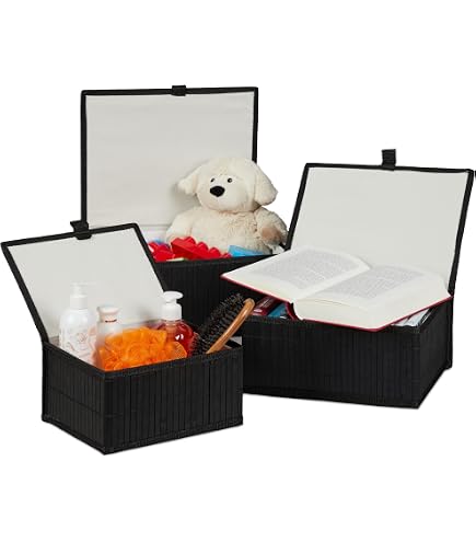 BranQ Home essential - Home essential Home Essential Panier en rotin - Lot de 3 pièces - Taille S (28,5 x 19,5 x 12,9 cm), 7 l - Plastique sans BPA ( polypropylène), anthracite, 3 pièces