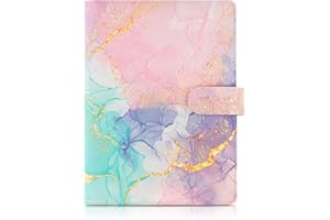 SKYDUE Raccoglitore formato A5, in similpelle, ricaricabile, 6 anelli, organizer per ufficio e viaggi, colore: rosa marmo