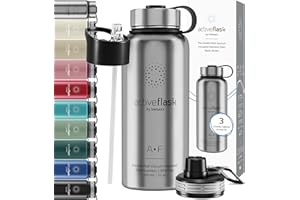 BEMAXX Stainless Steel Water Bottle with Straw & 3 Lids: 1 & 0,5L Leak-Proof BPA-Free Vacuum Insulated ACTIVE FLASK Drinking Bottles Hot Cold: Double Walled Outdoor Drink Thermo Mug Tea Coffee Sport Gym Bike