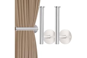 ‎OCIOLI OCIOLI Vorhang-Raffhalter ohne Bohren, Selbstklebende Vorhanghalter Metall Vorhanghaken kein Bohren Vorhang-Raffhalter für Vorhänge (2, Silber)