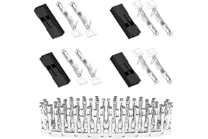 pzsmocn 50 Ensembles / 150 Pièces pour Connecteur Adaptateur Dupont 2,54 mm Pas 2-Broche Boîtier Femelle Borne de Prise Noire Câble Compatible 30-26 AWG Accessoires, Kit Broches à Sertir D'en-Tête