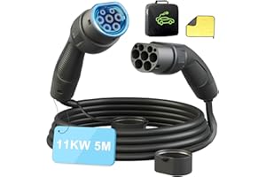 Shineled Typ 2 Ladekabel 11kW 16A 5M, IP66 Elektrofahrzeug Ladekabel，ladekabel e Auto, Modus 3, 3-Phasig, 5 Meter, EV-Ladekabel mit Tragetasche und Mikrofasertuch