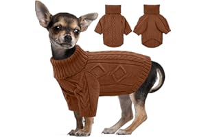 Kuoser Hundepullover, Winter Hundepullover Kleine Hunde,Warm Hundepullover Fleece, Weich Hundepullover Mittelgroßee Hunde,Classic Rollkragen Strickpullover Ingwer Glasiert S