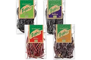 ABL SUPPLIES Tajin Mexican Dried Chillies Set | 1 x Guajillo Chillies 75g 1 x Ancho Chilli 75 1 x Arbol Chillies 75 1 x Pasilla Chilli 75g