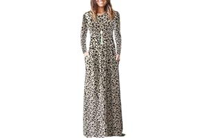 AUSELILY Women Long Sleeve Loose Plain Plus Size Maxi Dresses Casual Long Dresses with Pockets