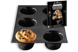 SILPAT Flexipan Moule à Muffins – 6 Gateaux Moelleux Sucrés ou Salés - Cuisson Uniforme, Antiadhésif, Haute Résistance - Accessoire Patisserie, Cuisine - Parts Individuelles - Pratique, Facile à Démouler