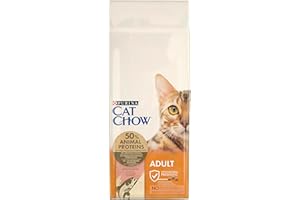 Purina Cat Chow Pienso para Gato Adulto con Salmón y Atún, saco de 15kg