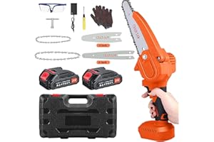 Aoweika Mini Chainsaw 4 inch/6 Inch 2 in 1, Cordless Chainsaw with 2 Battery, Handheld Mini Chainsaw for Tree Branch Wood Cutting