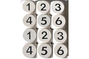 SPIELTZ Dadi in legno da 1 a 6, per giochi da tavolo o come cubo mathe da calcolare, 16 mm (12 cubi bianchi con numeri neri)