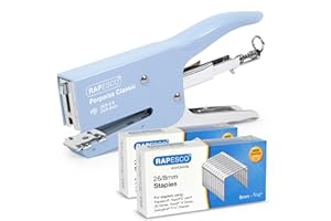 Rapesco 1355A Porpoise Grapadora de Tenaza con 10.000 Grapas Tipo 26/8 mm, Capacidad para 45 Hojas, Celeste