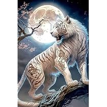 Kit Peinture Diamant DIY 5D - Tableau Tigre Léopard 40x50cm - Art Décoratif Strass Pour Salon & Chambre