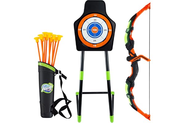 RedCrab Arc et Flèche Enfant Jouets avec Lumières LED, Ensemble de Tir à Larc Comprenant avec 10 Flèches, 1 Arc, 1 Porte Flèche et Carquois, Intérieur et Extérieur Jeux pour Enfants