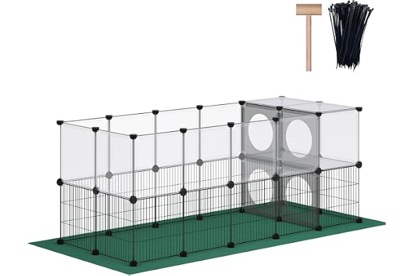 DINMO Parc pour Petits Animaux avec Tapis Oxford, 60 cm de Hauteur, Protecteur de Maison, Conception en Plastique et en métal, série de Trous de Jeux, 160 x 70 x 63 cm