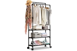 MONKLE - Appendiabiti da terra, Appendiabiti con ruote nero,stand appendiabiti