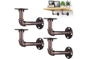 YAUNGEL Support Etagere Industrielle, 4PCS Equerre Etagere Murale, Equerre Metal 15 x 8cm Supports d'étagère Industriels avec vis Assorties pour Deco Murale Style Vintage (Bronze Rouge)