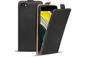 Verco Flip Cover für iPhone 8 Case, iPhone SE 2020 Flipstyle Schutzhülle für Apple iPhone 7/8 / SE 2020 Hülle Kunstleder Tasche vertikal klappbare Handyhülle, Schwarz