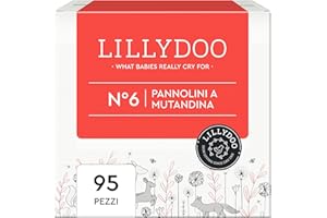 Pannolini a mutandina LILLYDOO, taglia 6 (15+ kg), Pacco Mensile (95 pezzi) Confezione da 5 x 19