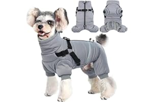 Hjyokuso Wasserdichter Hundemantel, Hundejacke mit Geschirr, Wintermantel Hund für kleine Mittel Große Hunde, Winddichte Winterjacke Hund Outfit mit Reflektierender Streifen und Reißverschluss S-XL