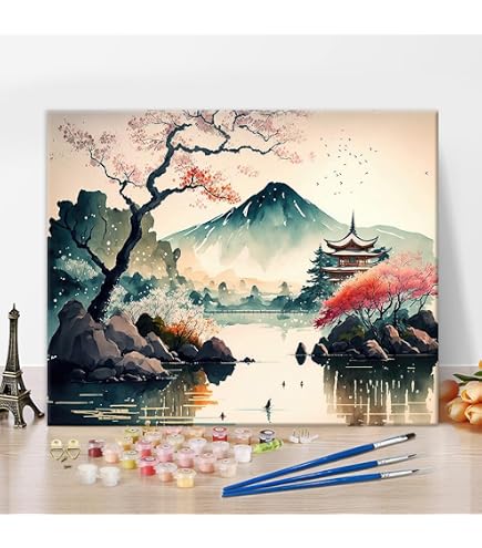 TISHIRON Fleurs Peinture par Numéros Adultes Fleurs Florantes Bricolage Peinture à l'huile par numéros Kits sur Toile Floraison Adulte Peinture par Numéros avec Pinceaux Artisanat 40x50cm(Framed