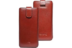 Original Favory Etui Tasche für / Primo 215 by Doro / Leder Etui Handytasche Ledertasche Schutzhülle Case Hülle Lasche *mit Rückzugfunktion* Braun