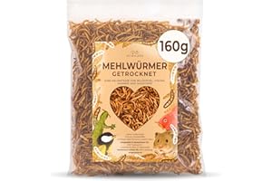 AVIDA ZEN Mehlwürmer getrocknet 1 ltr. = 160g, ideal als Wildvogelfutter und Igelfutter, getrocknete Mehlwürmer, nährstoffreicher Snack für Nager, Reptilien, Vögel, Fische, Igel, Schildkröten