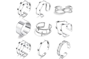 GoPaw 9 StüCk Edelstahl Knuckle Ringe,Damen KnöChel Midi Ringe Set,Boho Ringe Set,Edelstahl KnöChelringe Set,Damen Knuckle Ringe Set Modeschmuck Ringe