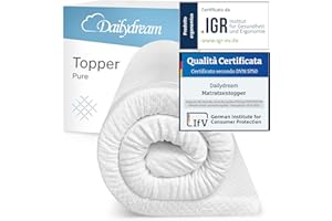 Dailydream Topper singolo 90x200 cm memory foam, altezza 5 cm, «Edition Pure, Model M », Topper per materasso, divano letto o letto da campeggio, Coprimaterasso confortevole