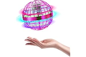 LURICO Boule Volante Lumineuse, Mini Drone Enfant, Extérieur Intérieur Boomerang Ball, Flying Boomerang Toy avec lumière LED & 360 ° Rotating, Jouets Volants pour Garçons et Filles (Rose)