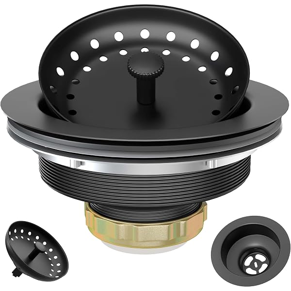 Westbrass A2105-62 Sink Drain Flange & Stopper – 3-1/2" EZ-Mount, Solid Brass, Matte Black, Fits Waste King Disposals