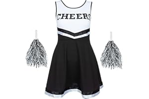 REDSTAR FANCY DRESS Costume de pom pom girl chic pour filles, tenue de soirée, halloween, tenue pompom girl avec pompon cheerleader