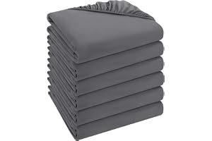 Utopia Bedding – uppsättning av 6 resårlakan 180 x 200 cm – grå – borstad mikrofiber dra-på-lakan – 35 cm djup väska