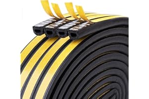 JITIFAZH 20M Doors Windows Draught Excluder Self-Adhesive Anti-Collision Rubber D Type Foam Sealing Tape,Weather StrippingTape,Door Seal,Rubber Sound Insulation for Door Window Draught Stopper(Black)