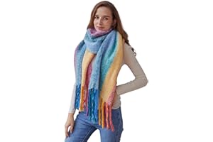 DiaryLook Plaid Warm Blanket Scarf for Winter, Long Ladies Scarves Check Soft, Wool Tartan Shawl Wraps for Women