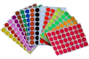 FEBBYA Gommettes Autocollantes Rondes,19mm Couleur Codage Étiquettes 1050 Auto-adhésifs de Points 16 Feuilles pour Le Bureau, école, calendriers, Autocollants de Carte 1050