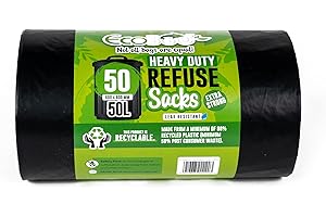 Ecobag FFP Lge HD Sacchetto RIFIUTO X50 HB001 Ecobag-50 Sacchi Resistenti, 50 l, Nero, 50 Count (Pack of 1), unità