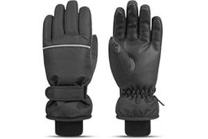 QKURT Gants de Ski pour Enfants, Imperméables Gants de Neige d'hiver moufles de Ski Résistant au Vent moufles de Neige pour Enfants de Plein Air pour Garçons et Filles de 4 à 15 Ans