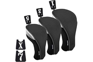 Andux Set di 3 copertine per mazze da golf, 460 cc, in legno, con targhette intercambiabili