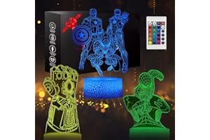 Likohee Lampada Avengers 3D Anime, 3 modelli 16 ColorIllusion Lampada Touch Control Dinamico Cambia colore Regali di compleanno di Natale per l'arredamento per la camera dei bambini