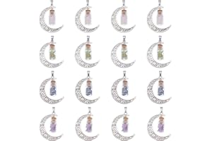 SUPERFINDINGS 16 Stück 4 Stile Säulenglas Anhänger Für Wunschflaschen Im Tibetischen Stil Mondanhänger Mit Mini Glasflaschen Anhängern Edelstein Glasflaschen Anhängern Für Heimwerker