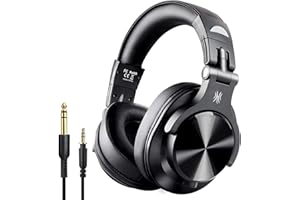 OneOdio A70 Auricurales Bluetooth Inalambricos 72H, Auriculares Diadema Cerrados con Puerto Compartido, Auriculares Cable de 3.5mm para DJ Piano Guitarra Grabación y Monitoreo AMP, Negro