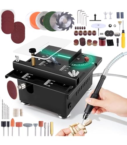 Mini multifunctionele tafelzaag, 100W mini-tafelzaag Desktop elektrische zaag, draagbare hefbare mini-tafelzaag, 1/2 verstelbare snijdiepte Hefbare tafelzaag for hout, kunststof, acryl(Cutting grindi