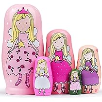 Oostifun 5pcs Cartoon Cute Handmade Russian Nesting Doll Playsets Wooden Animals Nesting Dolls Stacking Dolls Collection Decoration (Animals