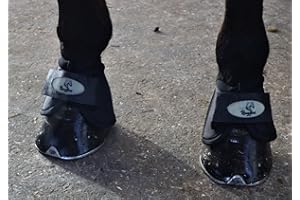 Ruggles No Turn Over Reach Boots for Horses & Ponies | Durable Protective Lightweight Bell Boots | Tough Ballastic Outer (Small, Black)