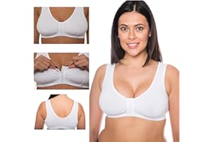 Vitality Care GEMM Mastectomy Bra Front Fastening Bra with Pockets Cotton Rich Wirefree Post Surgery Non Wired Soft Stretch for Ladies Women Regular to Plus Sizes Easy Open Comfort